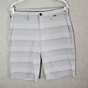 Hurley‎ Men Shorts 30 Gray Striped Phantom Chino Mid Rise Pockets 9" Inseam